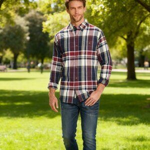 Weatherproof Vintage Mens Exploded Flannel Plaid Shirt, Size S
